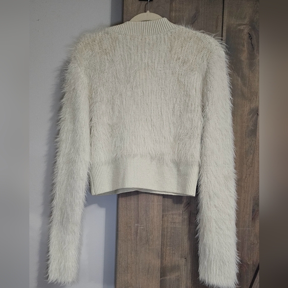 ZARA Faux fur cream cardigan. Size Medium NWT - Picture 15 of 16